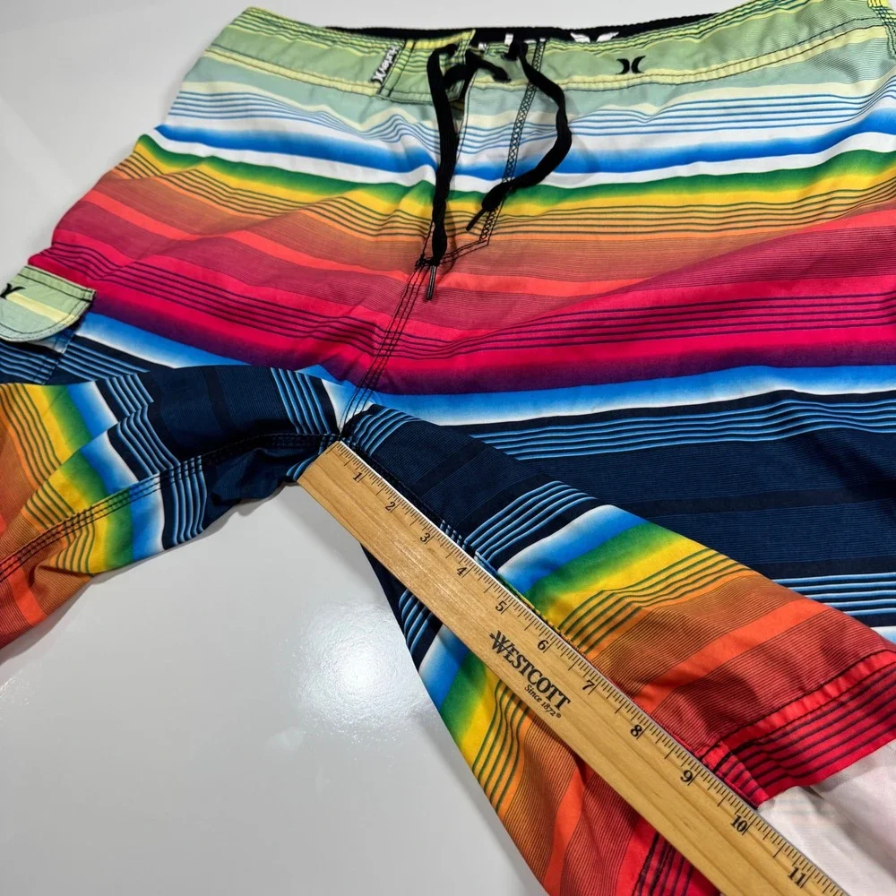 Hurley Striped Board Shorts Swim‎ Trunks Beach Surf Colorful Size 34